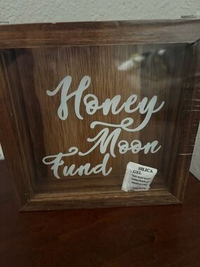 Honey Moon Fund Wooden Shadow Box - White Lettering